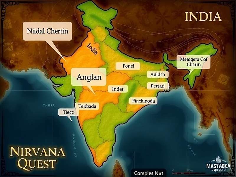 Nirvana Nut Quest Map showing various Indian regions